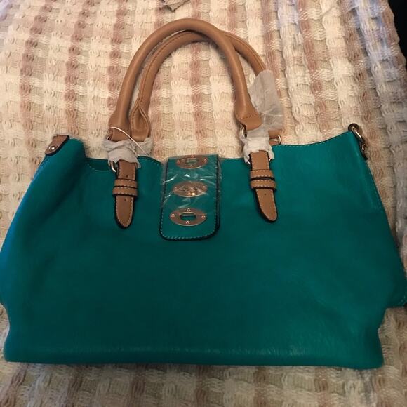 NWT Rimen &Co Seafoam Turnlock Tote and Rounded Pouch - Picture 2 of 5